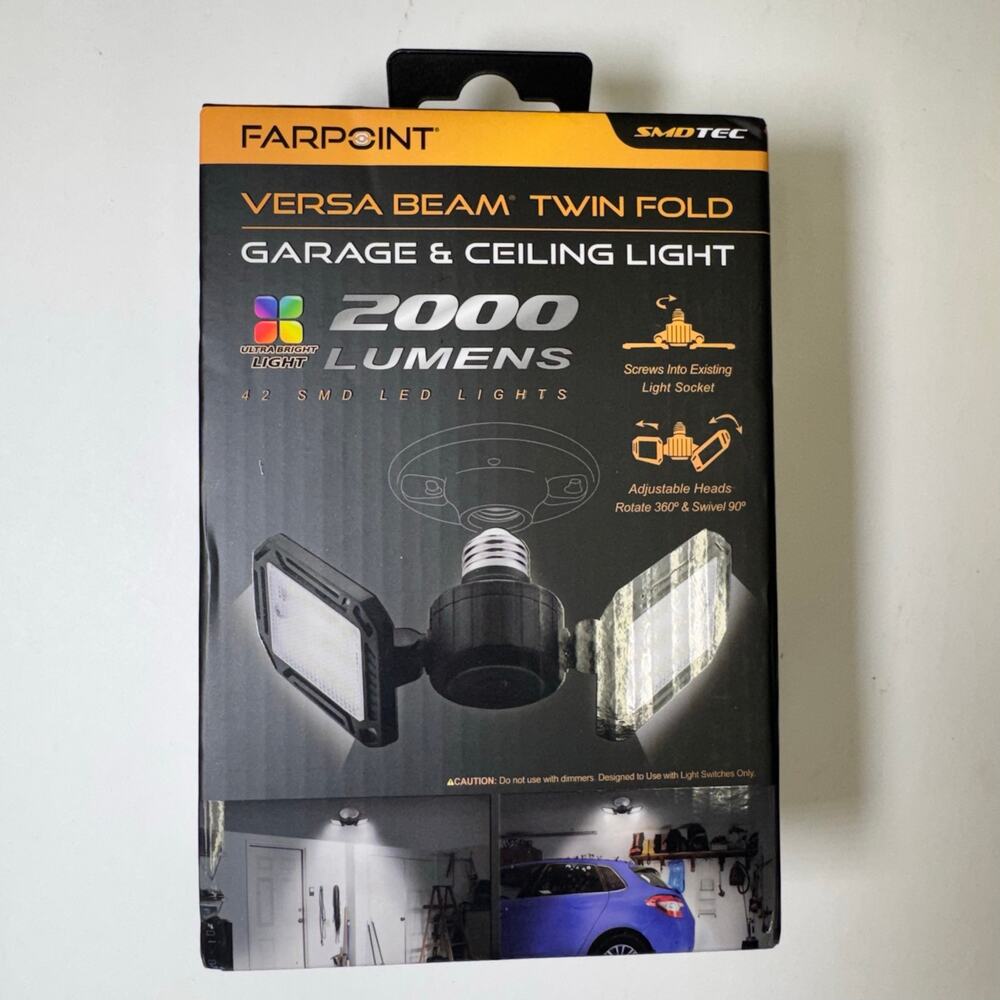 Farpoint Versa Beam Twin Fold Garage Ceiling Light 2000LM 6500K